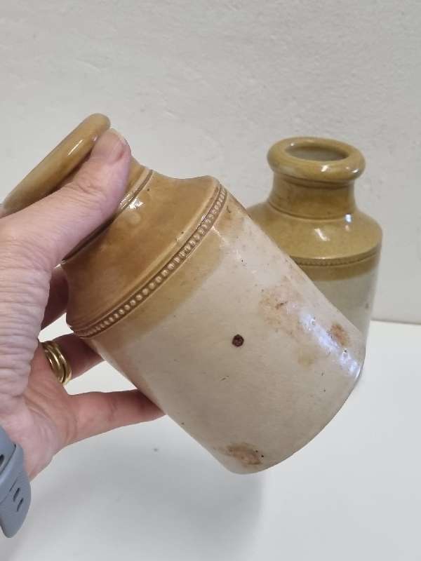 2 x Vintage Stoneware crocks - Skey Tamworth