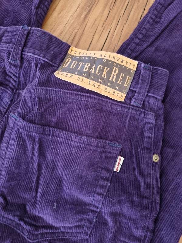 Vintage Style corduroy Pants - Purple - Outback Red - Size 36 - 100% Cotton