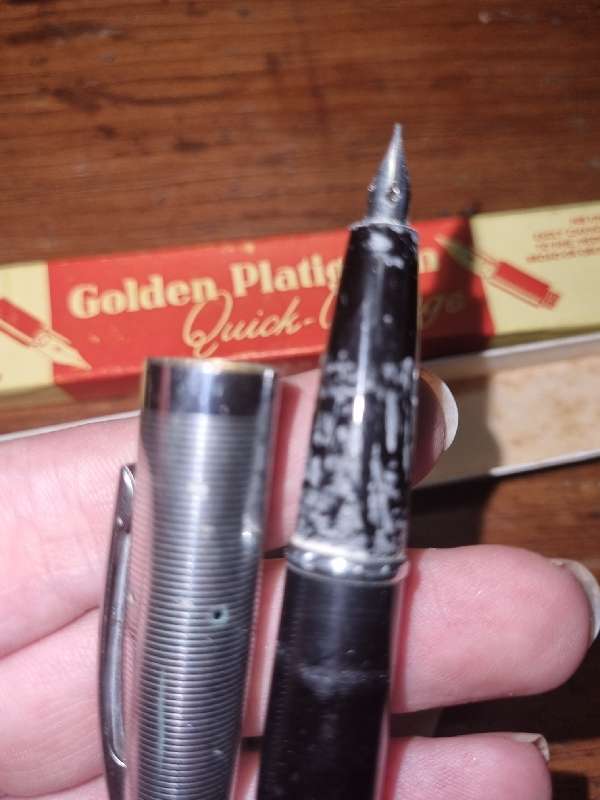 Vintage Golden Platignum Quick-Change Fountain Pen - Made in England - In original box