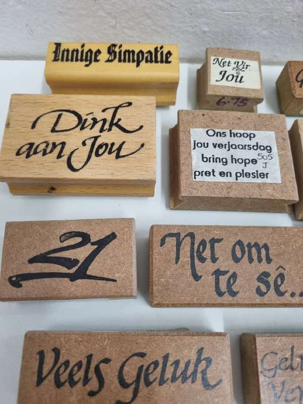 14 x Rubber stamps with Afrikaans words