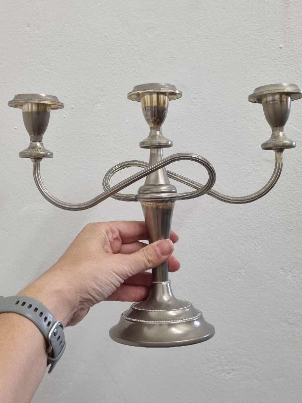Silver Plated candle holder - Good Quality Heavy item - Needs a clean