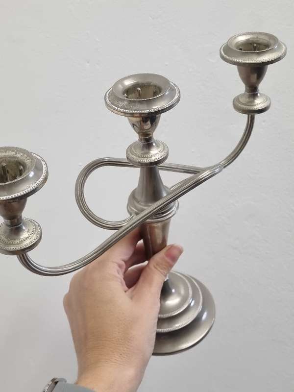Silver Plated candle holder - Good Quality Heavy item - Needs a clean