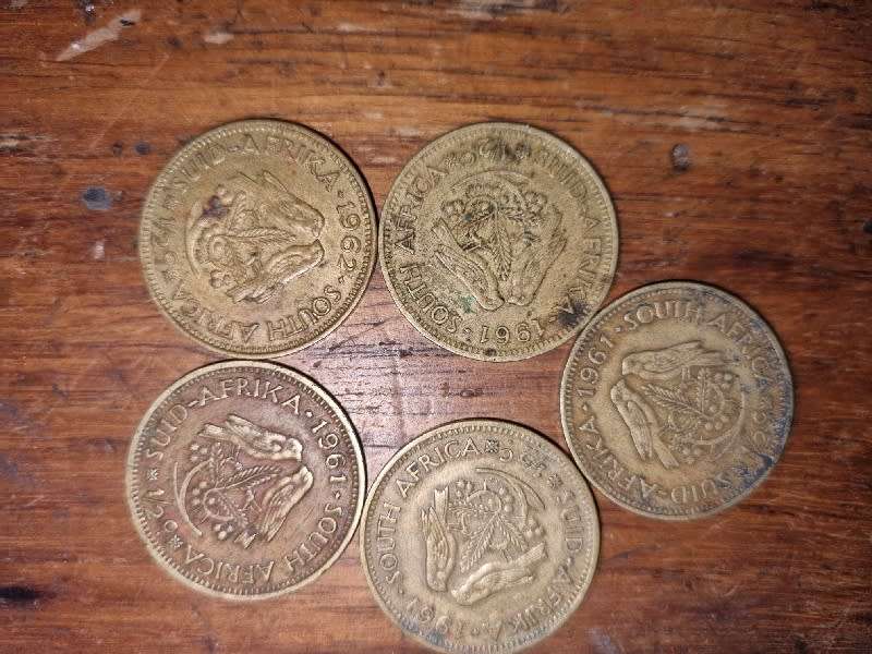 5 x 1/2c coins - 1961 and 1962
