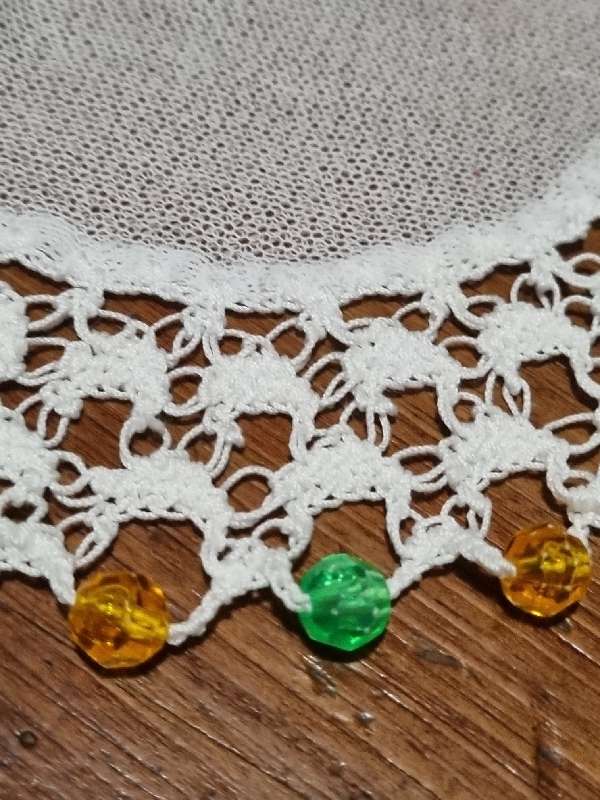 Small Vintage Doily with Beaded detail - Diameter - 17cm