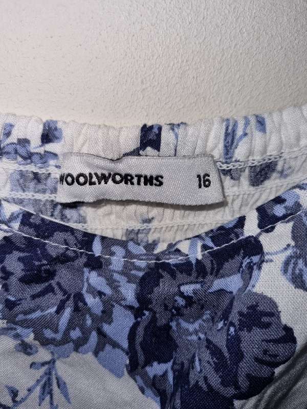 Beautiful Blue and White Woolworths Viscose Dress - Size 16