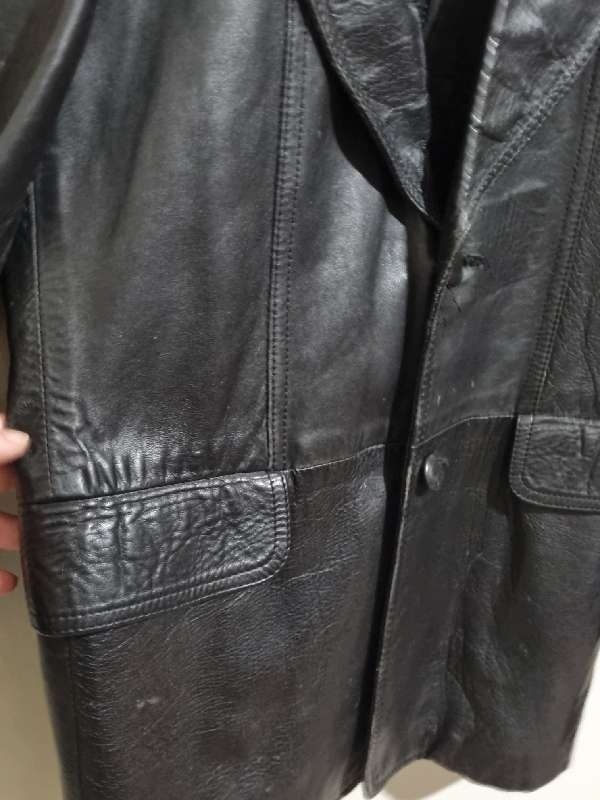 Beautiful Black Genuine Leather Jacket - Size M