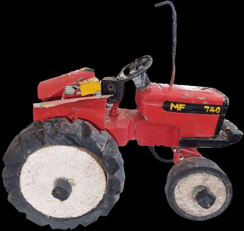 Wooden Tractor - Display Piece - 23cm x 15cm x 13cm