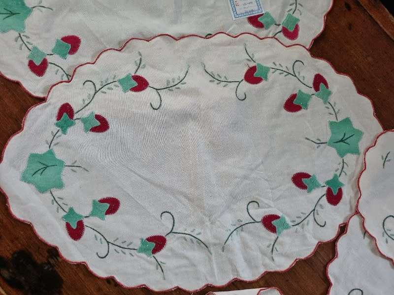 6 x Vintage Embroidered Doilies - Never Used