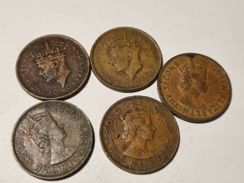 5 x Mauritius 5c coins