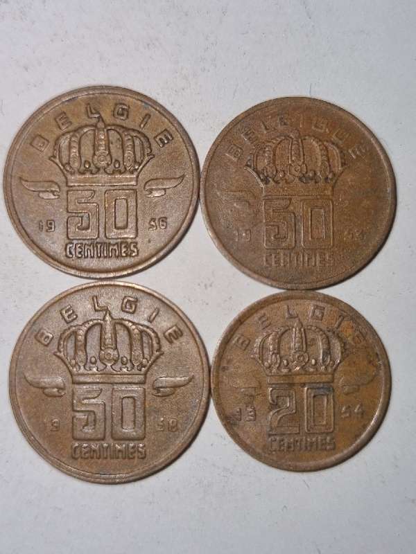 4 coins - 3 x 50 centimes, 1 x 20 centimes - 1953 - 1958