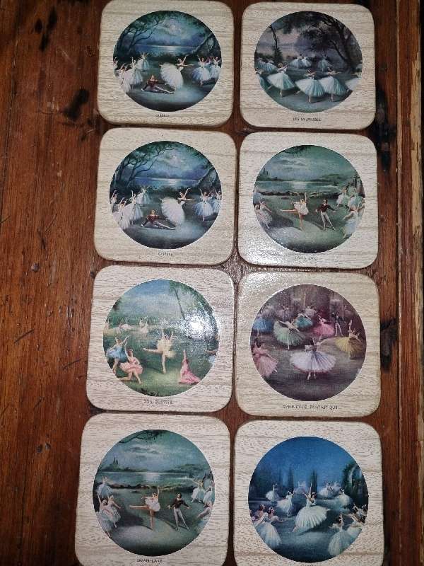 8 x Vintage Coasters with ballet theme - Just Beautiful!!