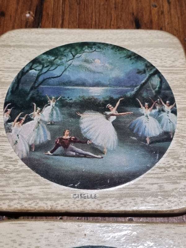 8 x Vintage Coasters with ballet theme - Just Beautiful!!