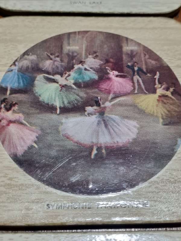 8 x Vintage Coasters with ballet theme - Just Beautiful!!