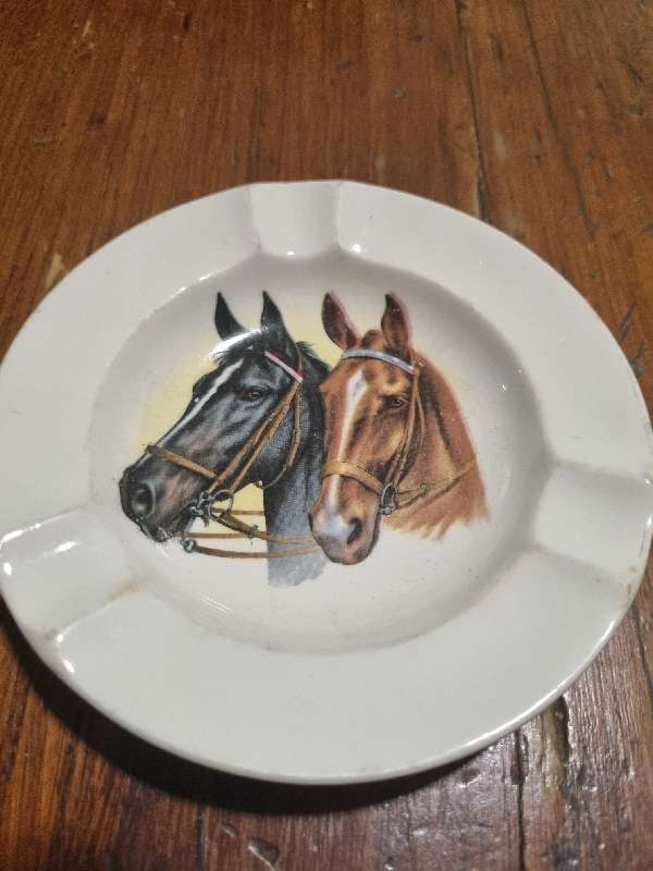 Weatherby Hanley England Royal Falcon Ware Ashtray with Horse detail
