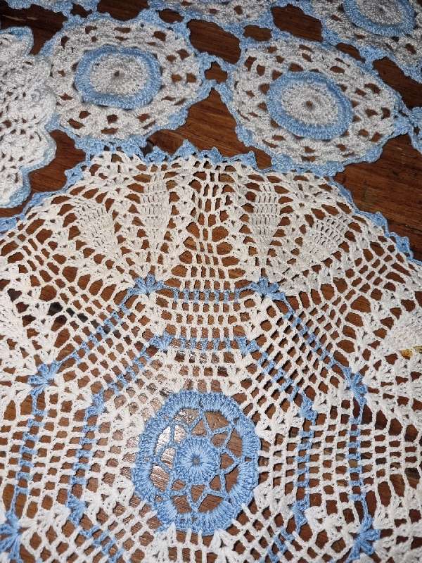 5 x Blue and White Crochet Doily - Beautiful!