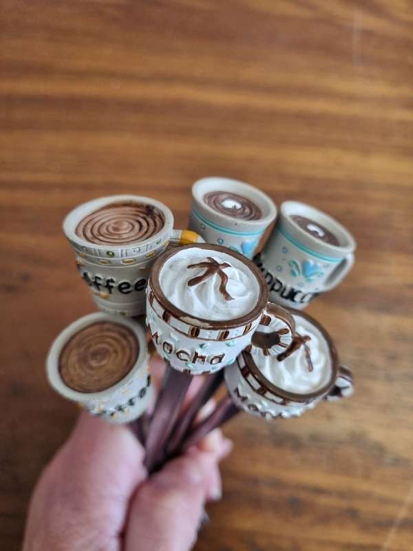 6 x Cake forks with coffee detail - Beautiful!