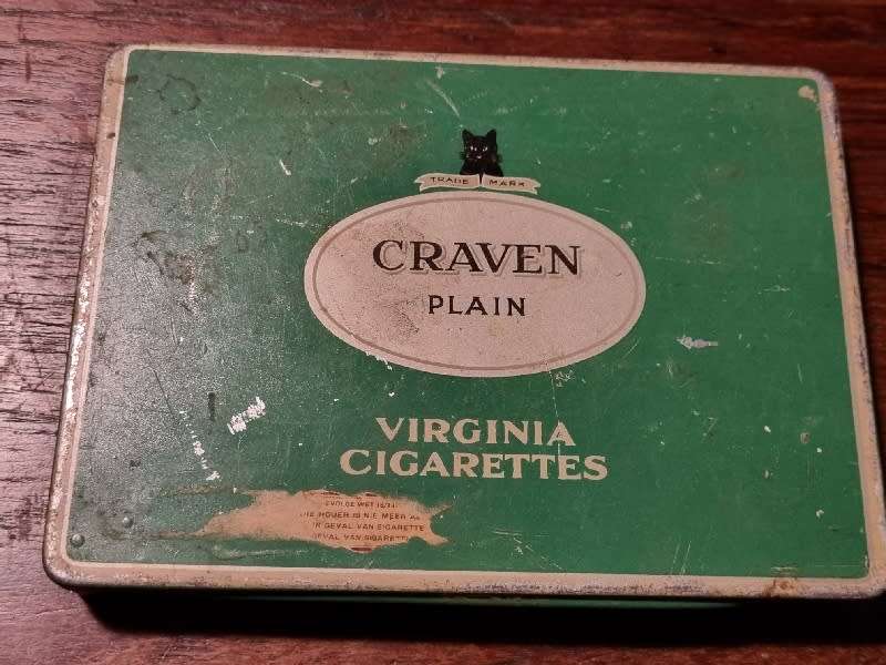 Vintage Green Craven Cigarette Tin