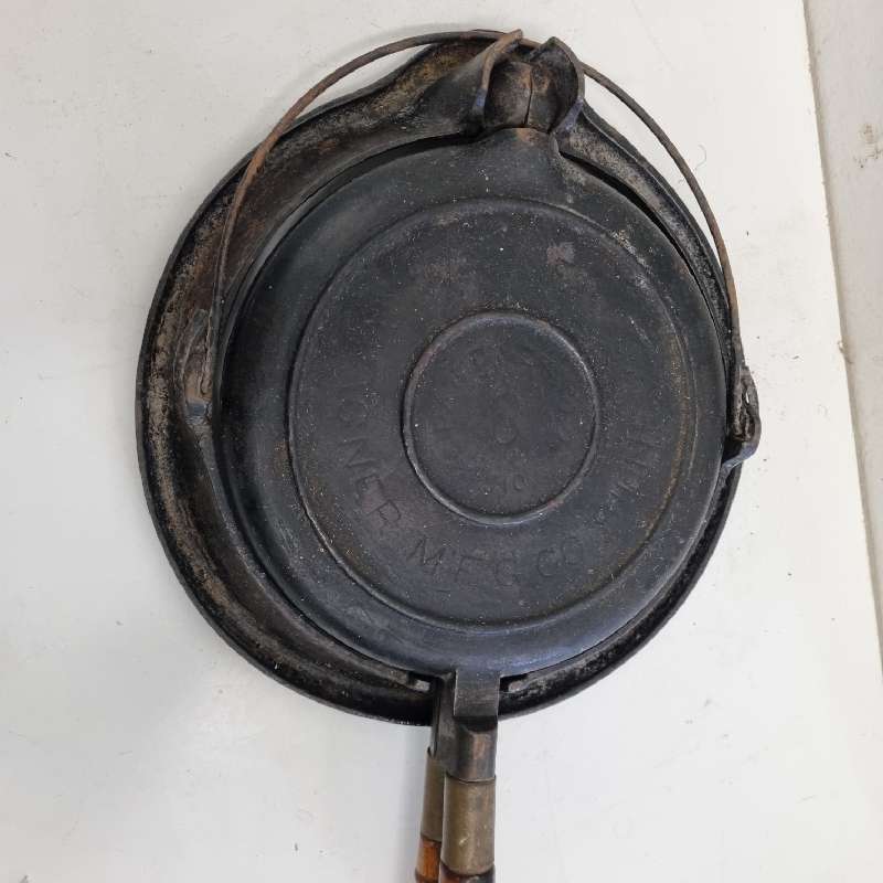 Vintage Wagner Cast Iron Waffle Maker on stand