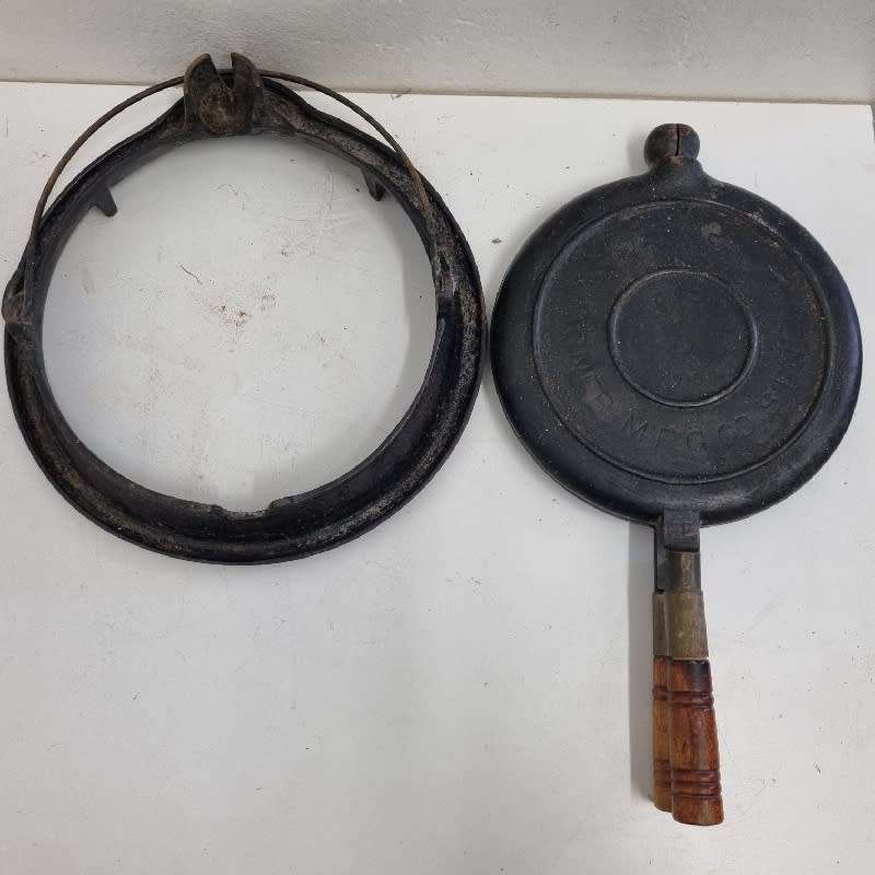 Vintage Wagner Cast Iron Waffle Maker on stand