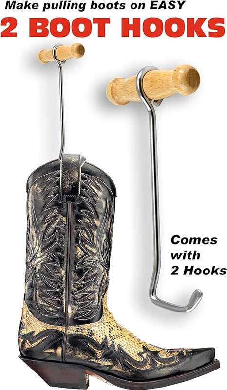 Boot Pull Hooks - Wooden Handle Cowboy Boots shoe Pullers