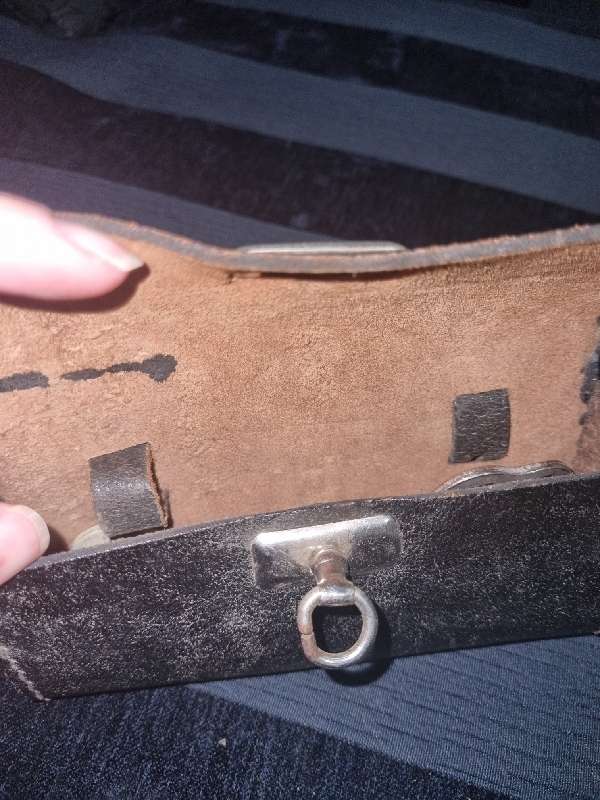 Antique Leather Bicycle Tool Bag with some old tools