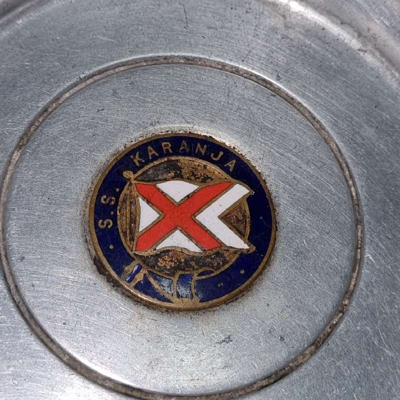 Vintage Metal Ashtray - S.S. Karanja - Ship