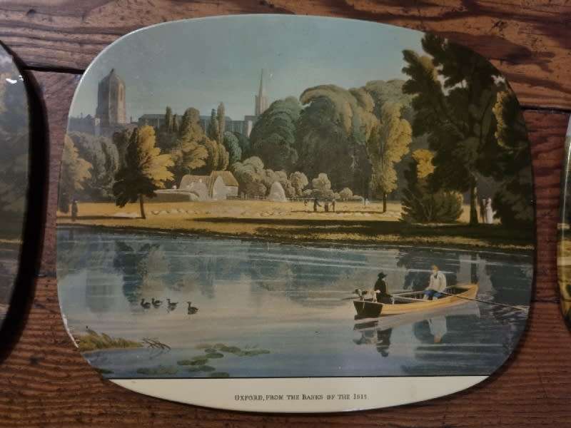 9 x Vintage Cork Backet Trivet - Hot Pad - Pot stand with old English Scenes
