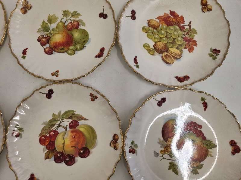 6 x Vintage Old Foley James Kent Fruit detailed plates - England - Diameter - 22cm each