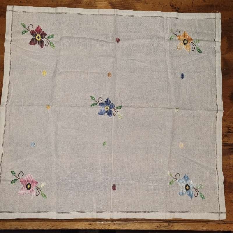 Vintage Embroidered Tablecloth - 80cm x 80cm