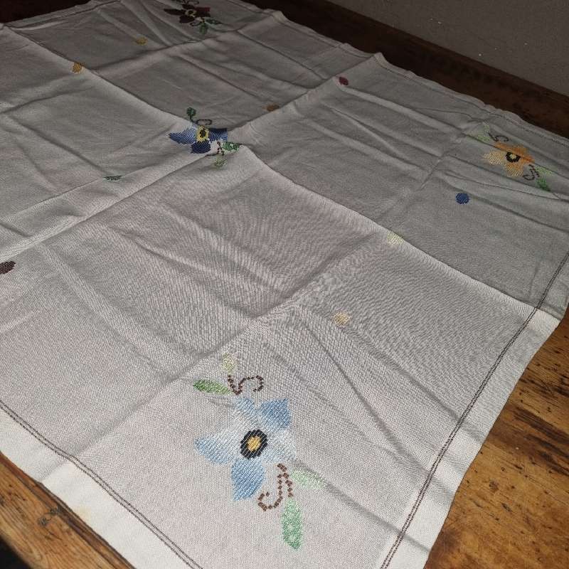Vintage Embroidered Tablecloth - 80cm x 80cm