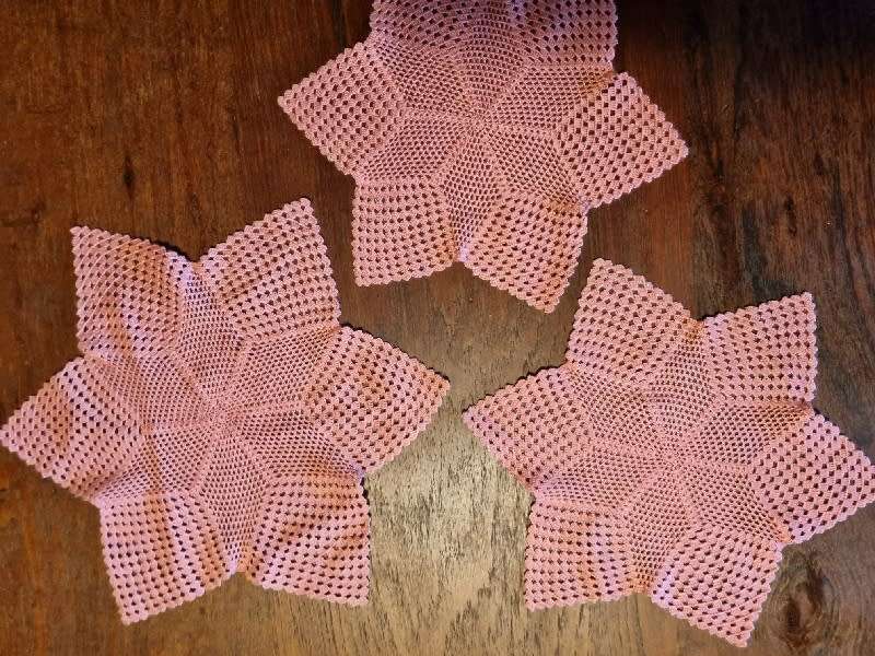 3 x Pink Crochet Doilies