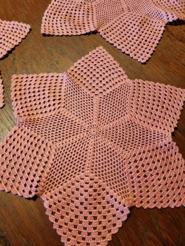 3 x Pink Crochet Doilies