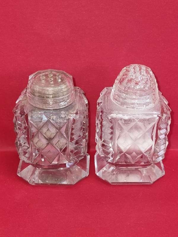 Vintage Cut Glass Salt and Pepper set - Beautiful!!