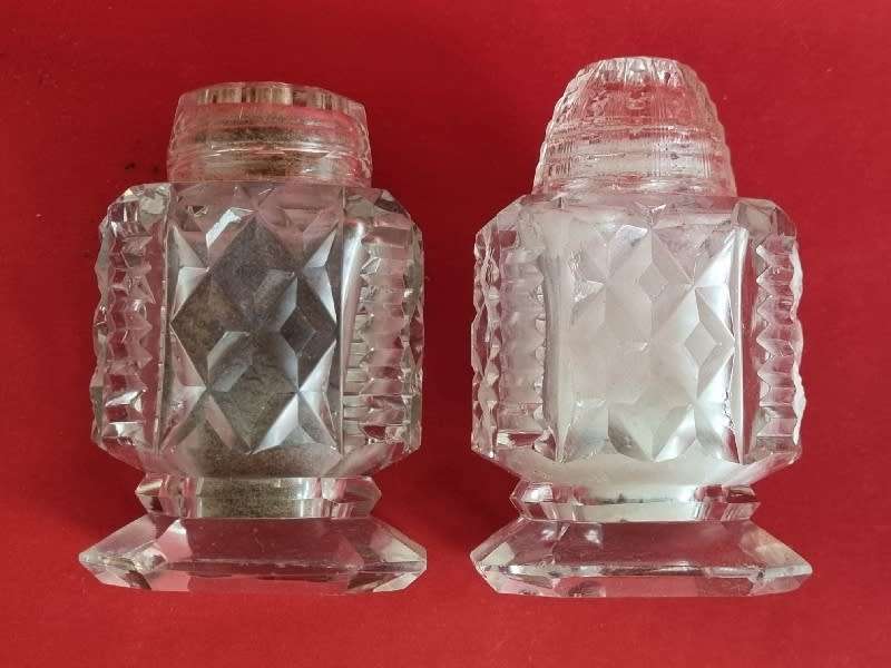 Vintage Cut Glass Salt and Pepper set - Beautiful!!