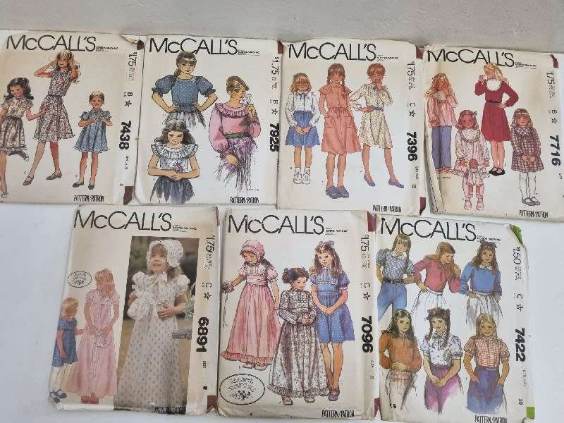 7 x Vintage McCall's Clothing Patterns for Girls