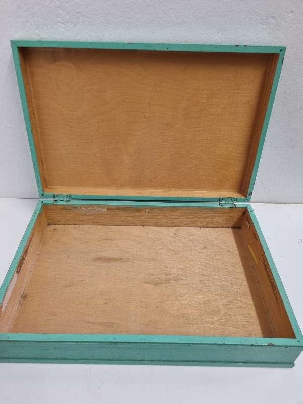 Vintage Wooden Box - 36cm x 24cm x 7.5cm