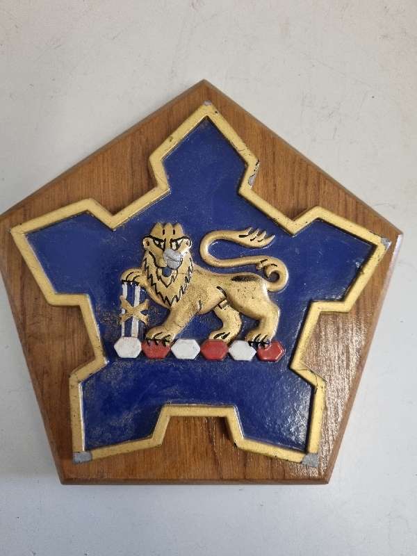 Old South African Navy Metal Badge mounted on wood - 17cm x 16cm