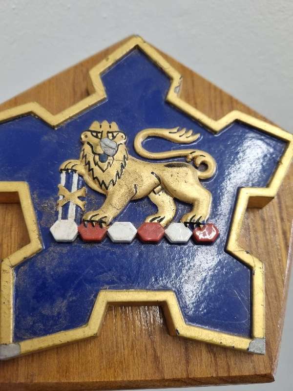 Old South African Navy Metal Badge mounted on wood - 17cm x 16cm