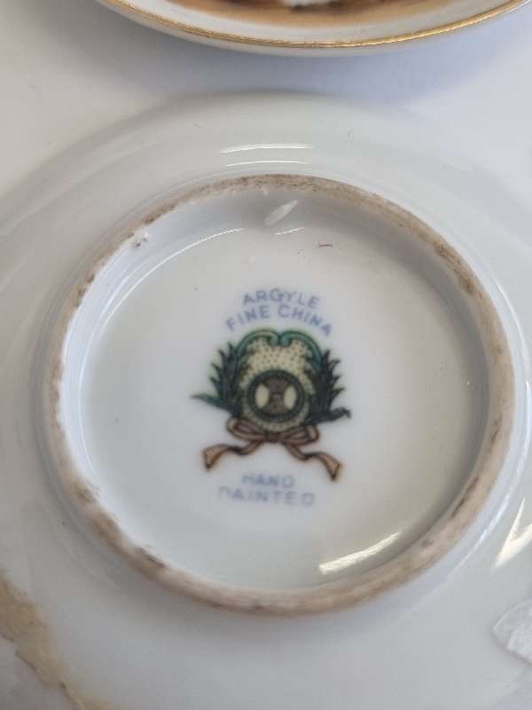 5 x Miniature Argyle Hand Painted Display Plates - Diameter 6.1cm each