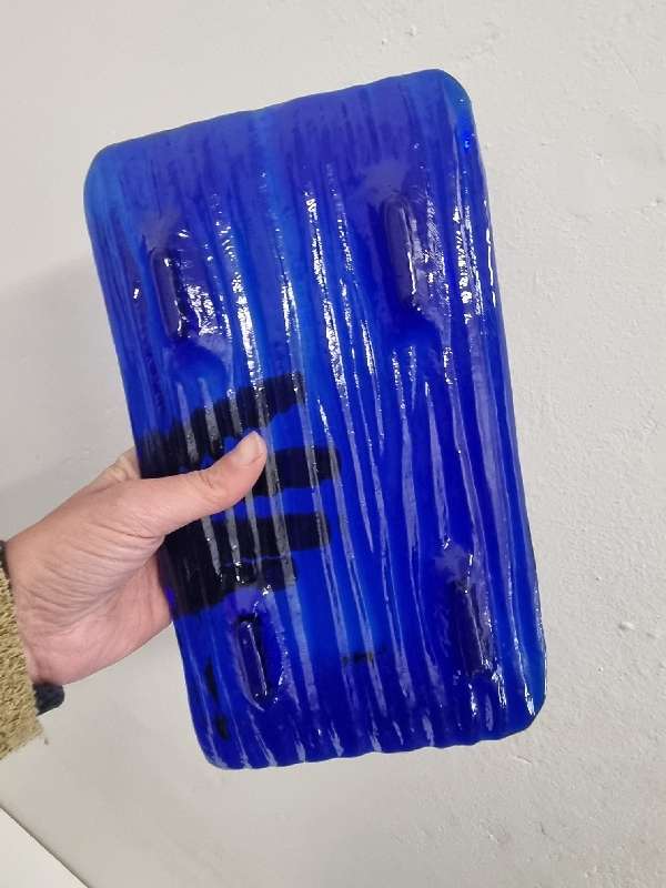Beautiful Bloomsbury Hand made Blue Glass Tray / Sandwich Tray / Cake Tray / Display Tray
