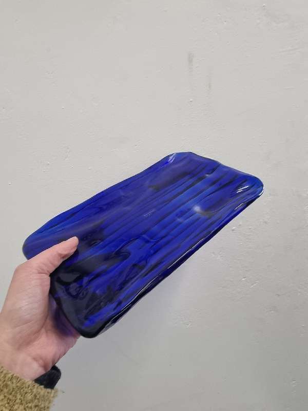 Beautiful Bloomsbury Hand made Blue Glass Tray / Sandwich Tray / Cake Tray / Display Tray