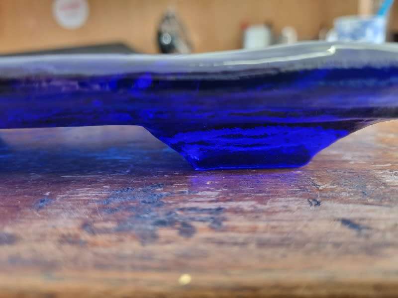 Beautiful Bloomsbury Hand made Blue Glass Tray / Sandwich Tray / Cake Tray / Display Tray