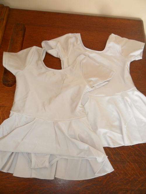 2 x White Leotard / Dancing Clothes Size 5 - 6