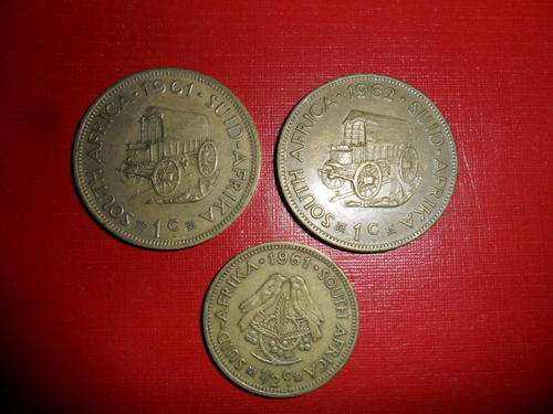 3 x South African Coins - 1961 - 1962