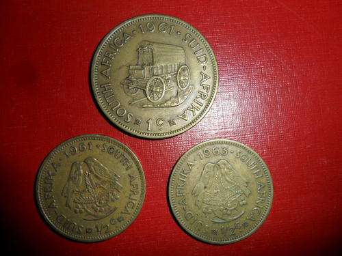 3 x South African Coins - 1961 - 1963