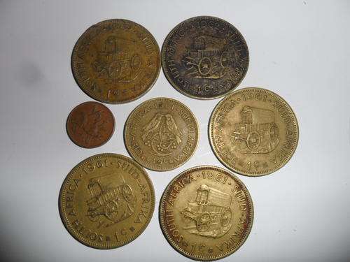 7 x Old SA Coins - See description