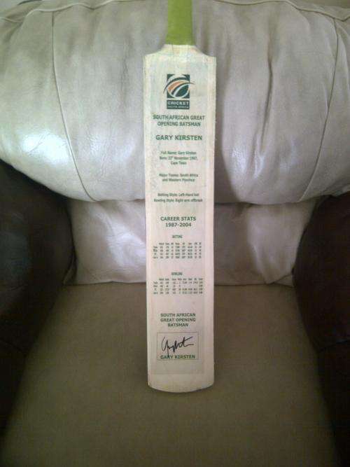 ** GARY KIRSTEN SIGNED CAREER STATS BAT **