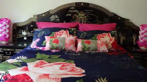 An Exceptionaly stunning Asian(Chinese/Japanese) Style Hand painted Headboard.(Mother  of Perl)!