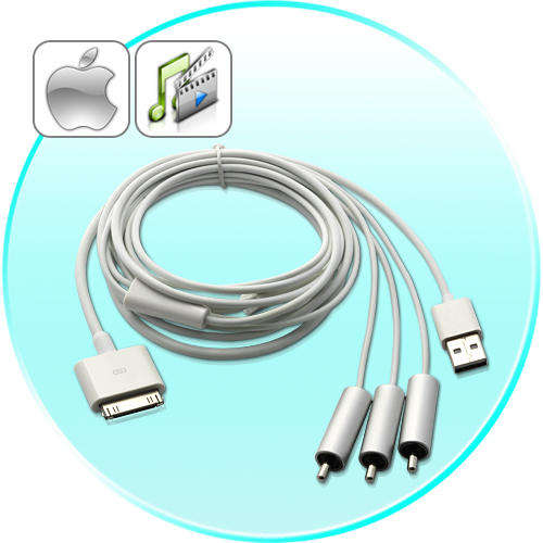 RCA Composite Cable + USB for iPhone, iPod, iPad - A68-2GEN