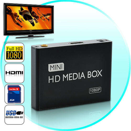 Mini 1080P High-Definition Media Player for TV (HDMI, USB, SD, AV) - E175-2GEN